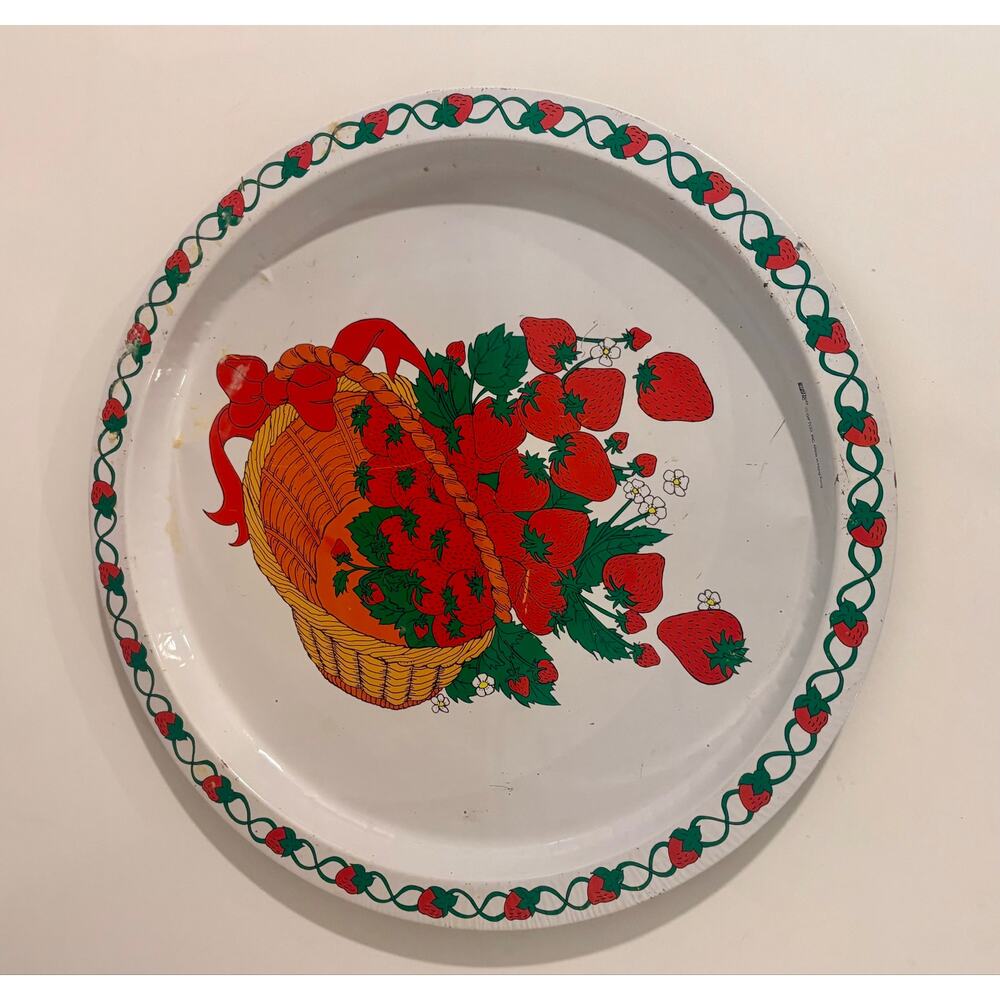 Vintage Gift Co. Hong Kong Metal Strawberry Basket Tray or Platter
